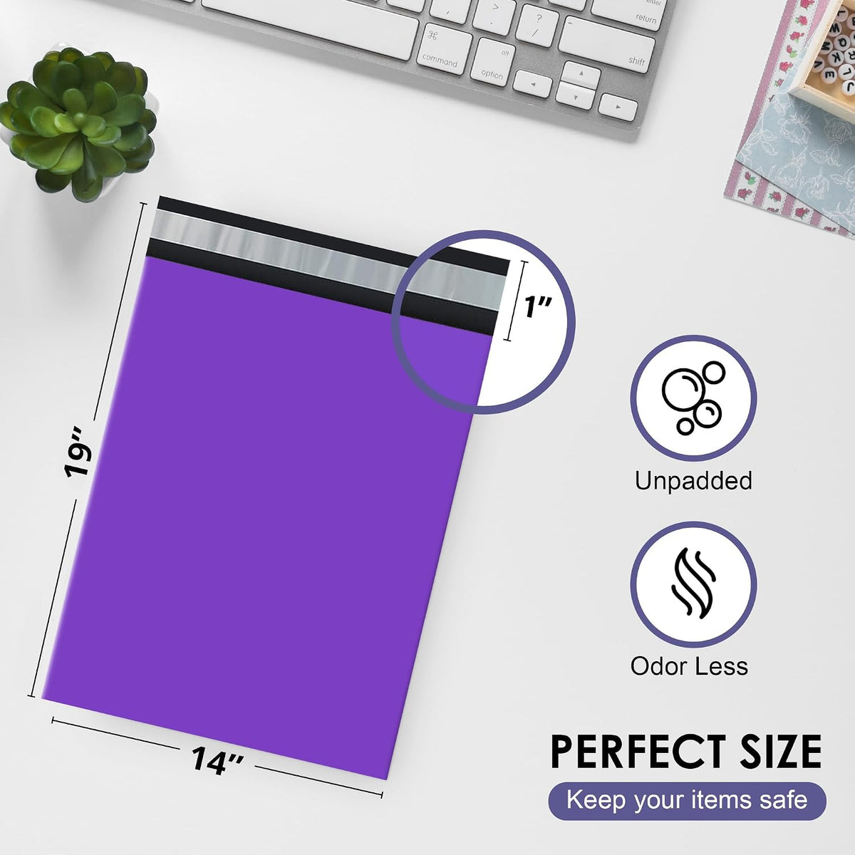 Purple Poly Mailers 14.5x19, Shipping & Mailing Bags, 500 Pack Bulk