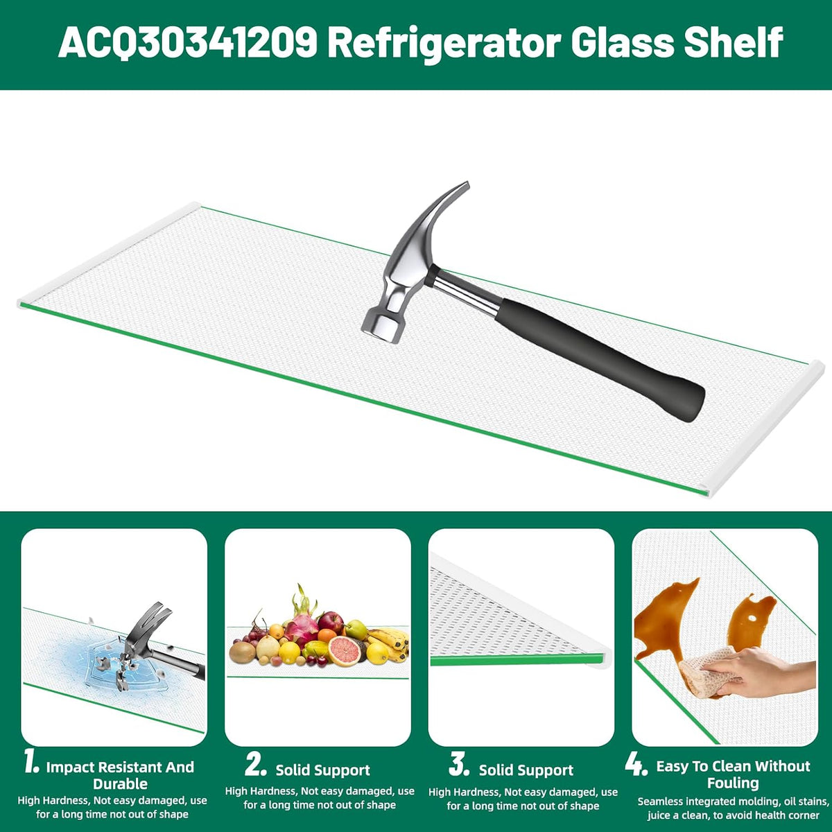Upgraded ACQ30341209 Refrigerator Glass Shelf Compatible with LG Refrigerator Shelf Replacement Freezer Drawer Cover, Replaces AP7177420 PS16661522 Fridge Assembly Tray