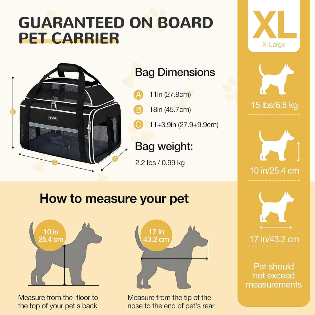 Top-Expandable Pet Carrier 18x11x11Inch Delta American United Airline Approved Soft Sided Underseat to 15lbs Travel