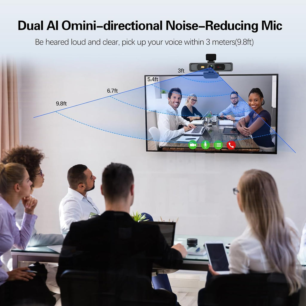 Wide Angle 4K Webcam for PC, 120° FOV Video Conference Web Camera | PDAF Autofocus, 2 Noise-Cancelling Mics