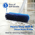 Deck Scrub Brush with Long Handle for Indoor and Outdoor Cleaning