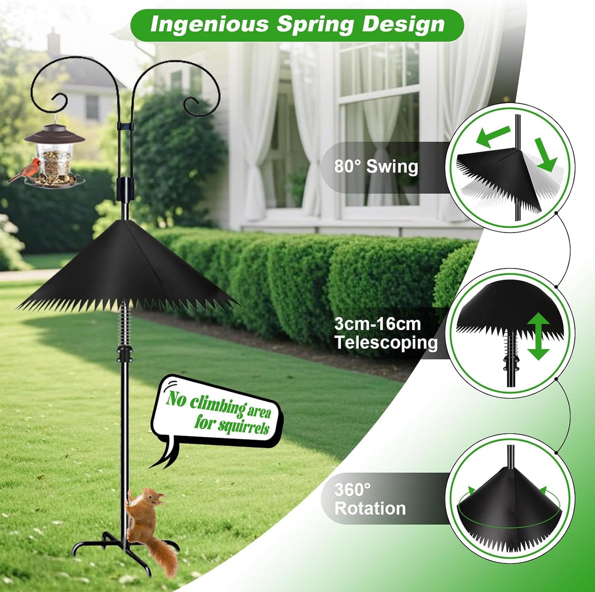 19 inch Squirrel Baffle for Bird Feeder Pole,Squirrel Cone for Feeder Pole