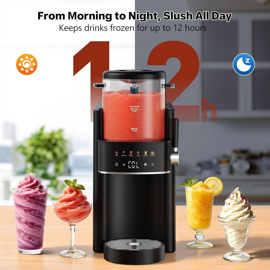 Slushie Machine for Home, Ice Cream Maker, 40OZ Capacity, Black