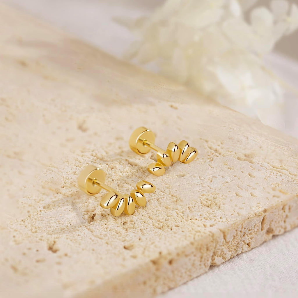 Gold Earrings for Women Trendy 14K Gold/Silver Plated Stud Earrings Sterling Silver Post Minimalist Simple Dainty