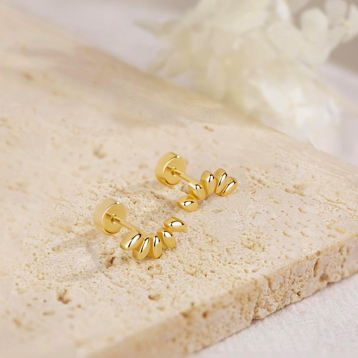 Gold Earrings for Women Trendy 14K Gold/Silver Plated Stud Earrings Sterling Silver Post Minimalist Simple Dainty