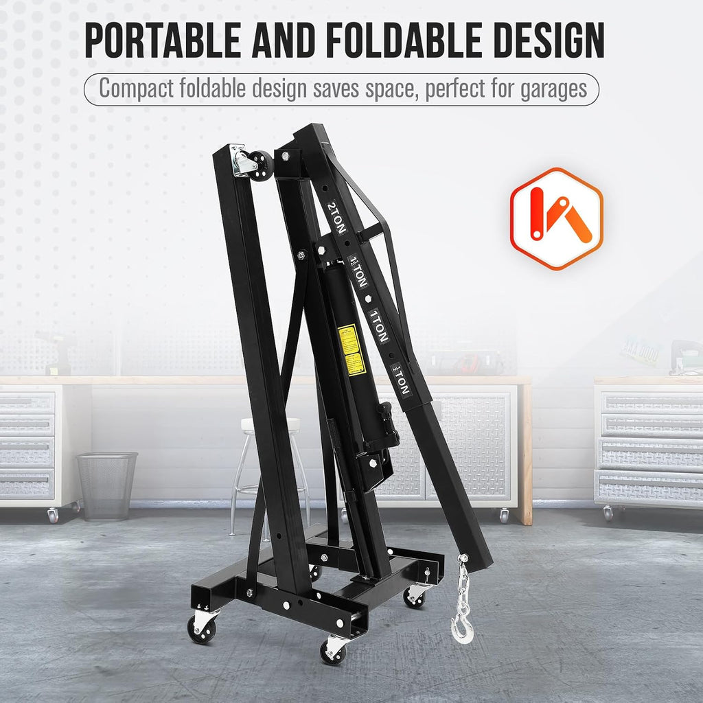 2-Ton Folding Engine Hoist with Leveler, 4400 Lbs Capacity