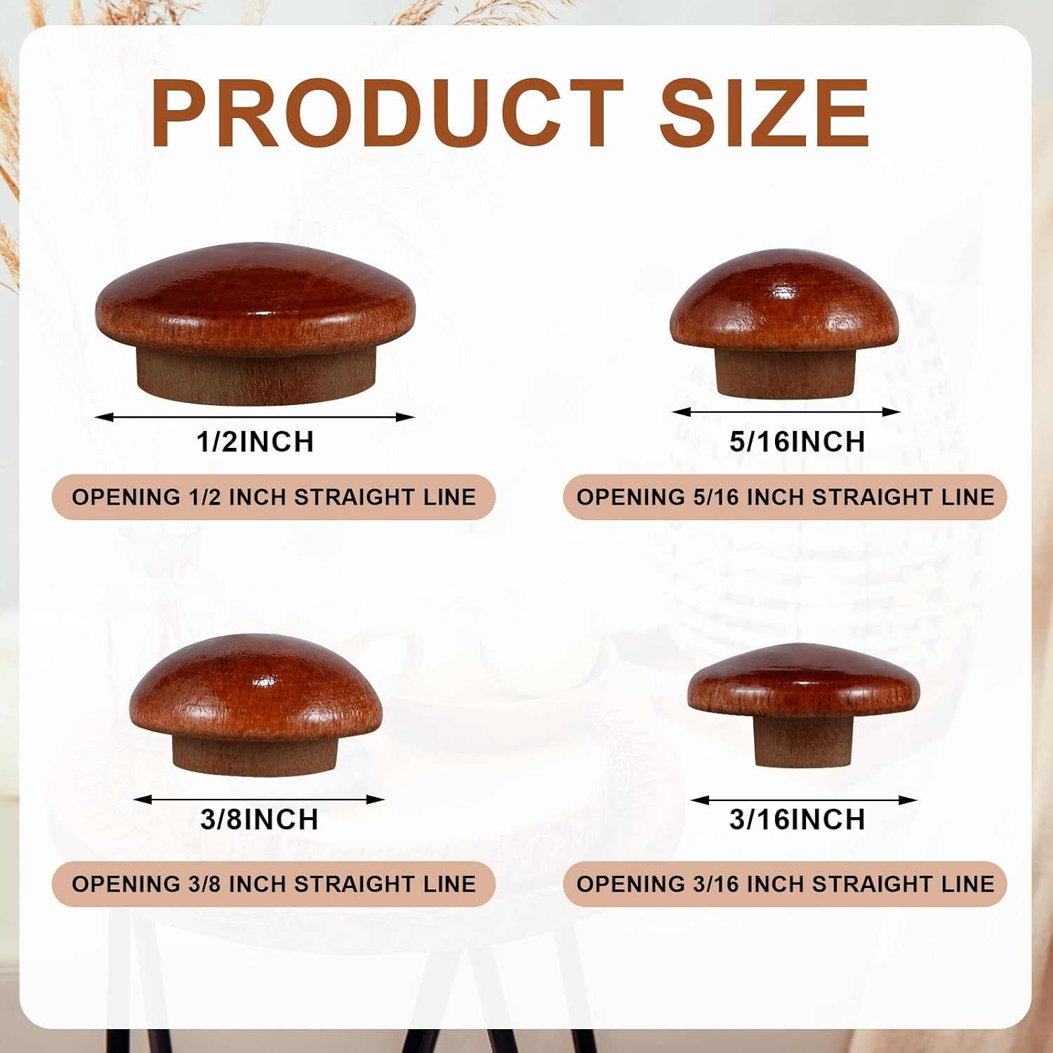 120 Pieces 4 Sizes Wood Plugs Wooden Button Hardwood Hole Plugs for Holes in Locking Tube Furniture, 3/16'', 5/16''