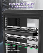 24 Port Shielded Cat6A Keystone Patch Panel, 1U 19-Inch All Metal | With Inline Keystone Coupler and Cable Management