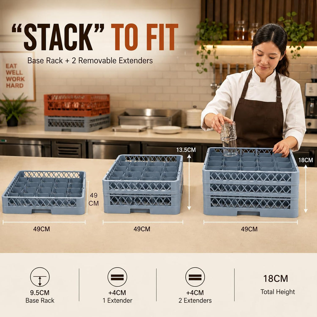 Commercial Glass Rack, 3 Pack 25 Compartment Dishwasher Rack