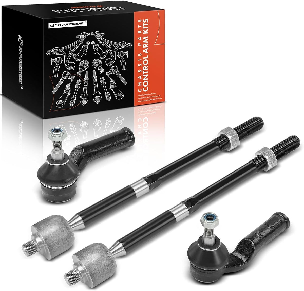 A-Premium Front Inner & Outer Tie Rod End Kit Fix Uneven Tire Wear