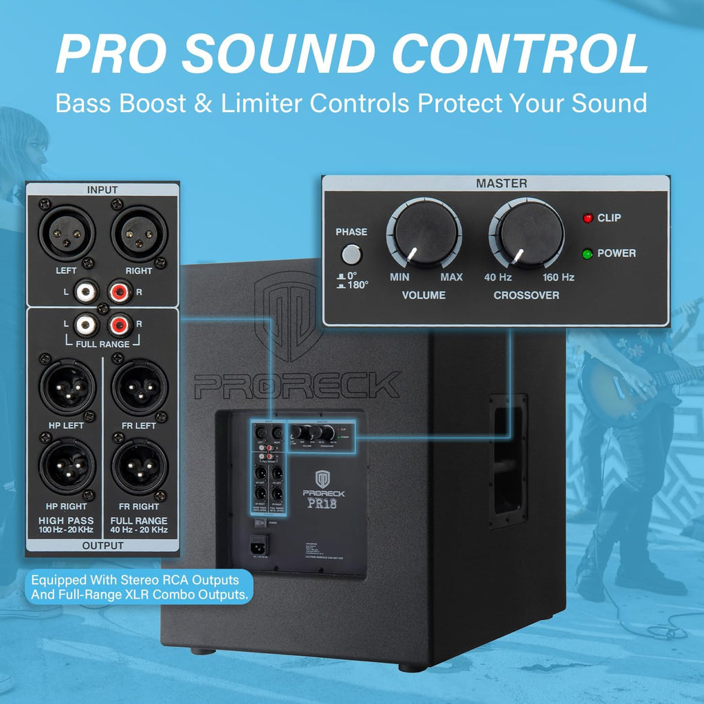 3500W P.M.P.O 18 inch Active Powered Subwoofer with 15 Inch DSP PA Speaker/Stage Monitor for DJ, Live