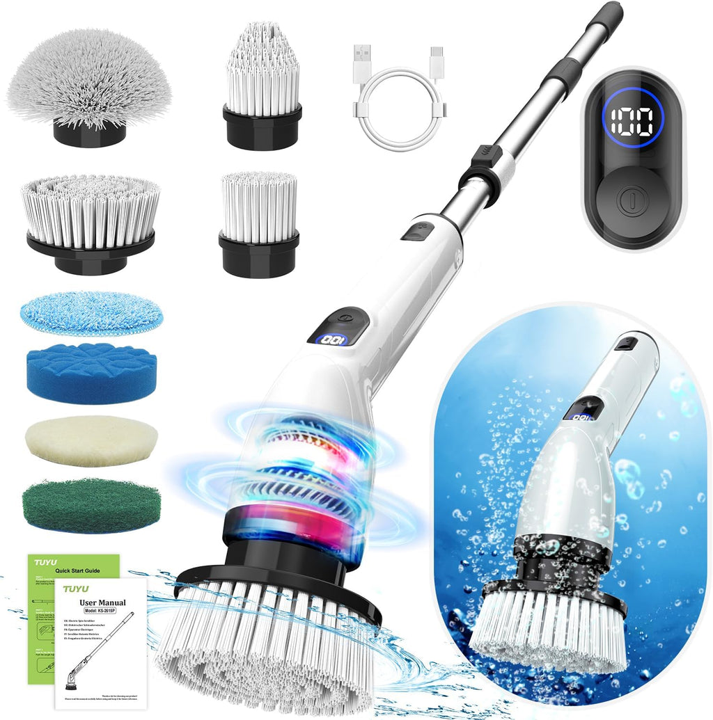 Electric Spin Scrubber,8 Replaceable Brush Heads for Home