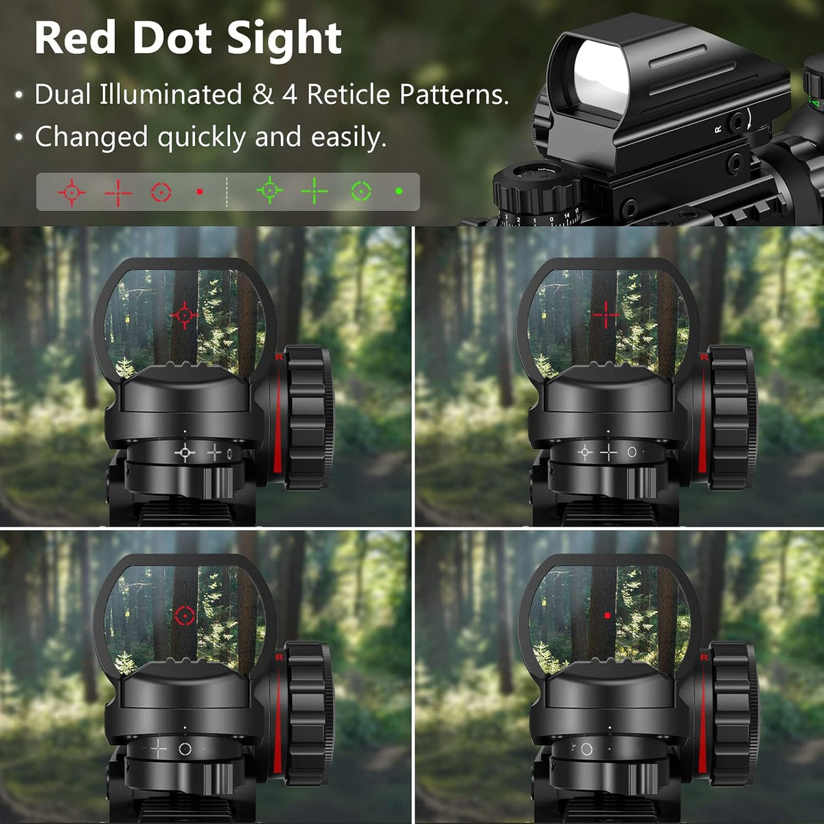 3-9x32 Scope Combo with Dual Illuminated Scope Optics & 4 Holographic Reticle Red/Green Dot Sight & IIIA/2MW Laser