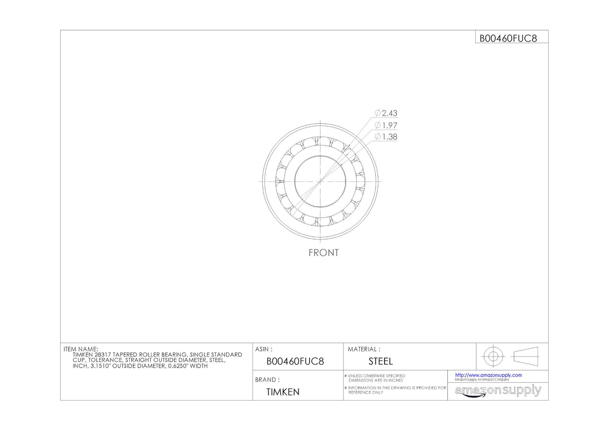 Timken Tapered Roller Bearing Cup - 28317