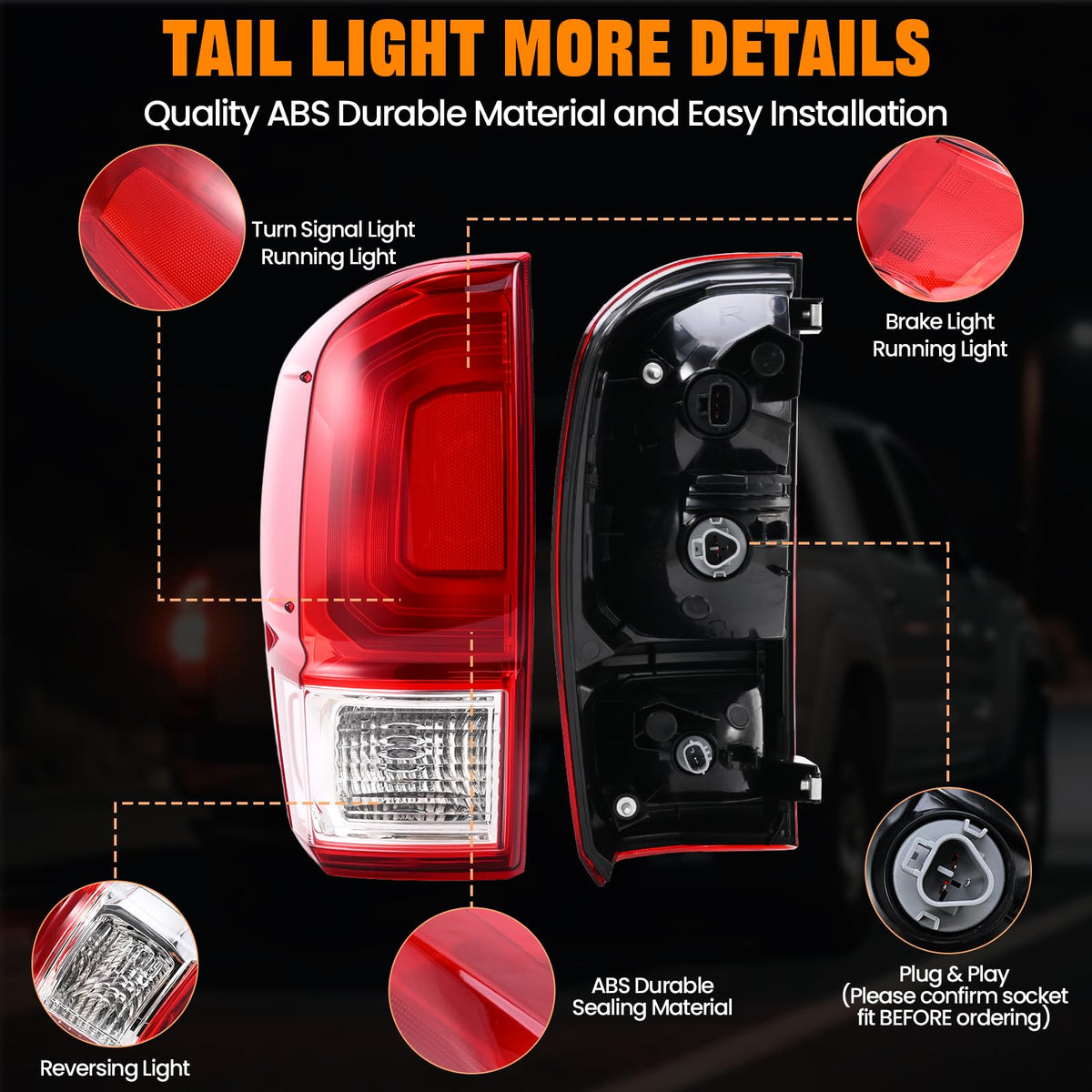 Tail Light Assembly For 2016-2023 Toyota Tacoma Left Driver Side Taillight