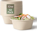 32 Oz Deep Paper Bowls Disposable Bowl - Disposable Heavy Duty Compostable Bowls, Eco-friendly Sugarcane Bagasse
