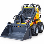 24 HP Mini Wheeled Skid Steer Loader, 2-Cylinder Gas Engine, 4-in-1 Bucket, Three-Pump Three-Valve Hydraulic System