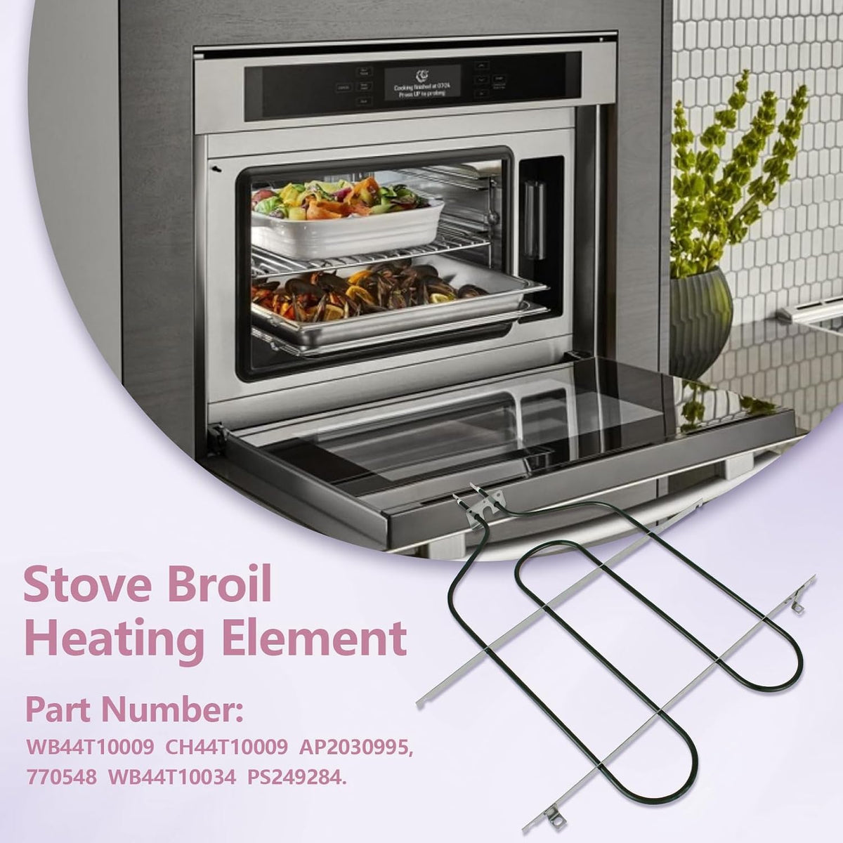 WB44T10009 Upper Broil Heating Unit Element Replacement for GE Range Oven