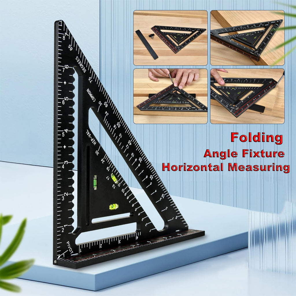 Foldable Carpenter Square 7 inch Angle T-Ruler Multi-Purpose Carpenter Tools, Rafter Square, Protractor, Ruler