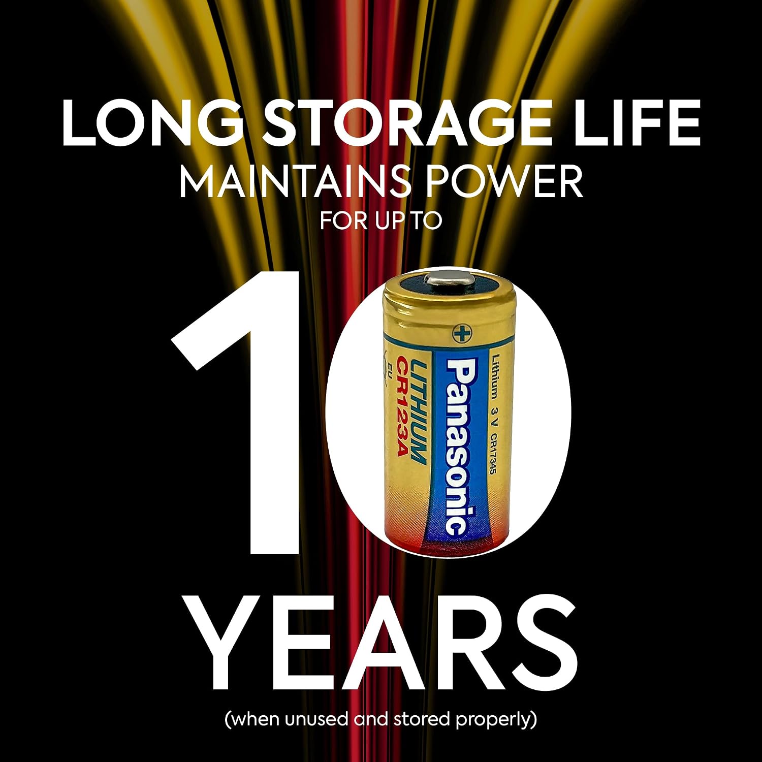 Panasonic CR123A 3V Long Lasting Lithium Batteries for Tactical Flashlights, Home Security Systems, Cameras, Lighting