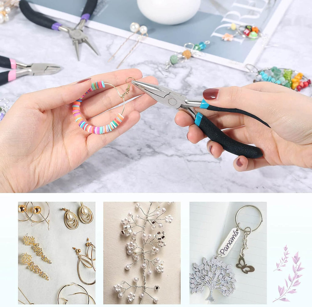 Jewelry Pliers Set, Paxcoo 3Pcs Jewelry Making Tools Kit includes Needle Nose Pliers, Round Wire Cutters for