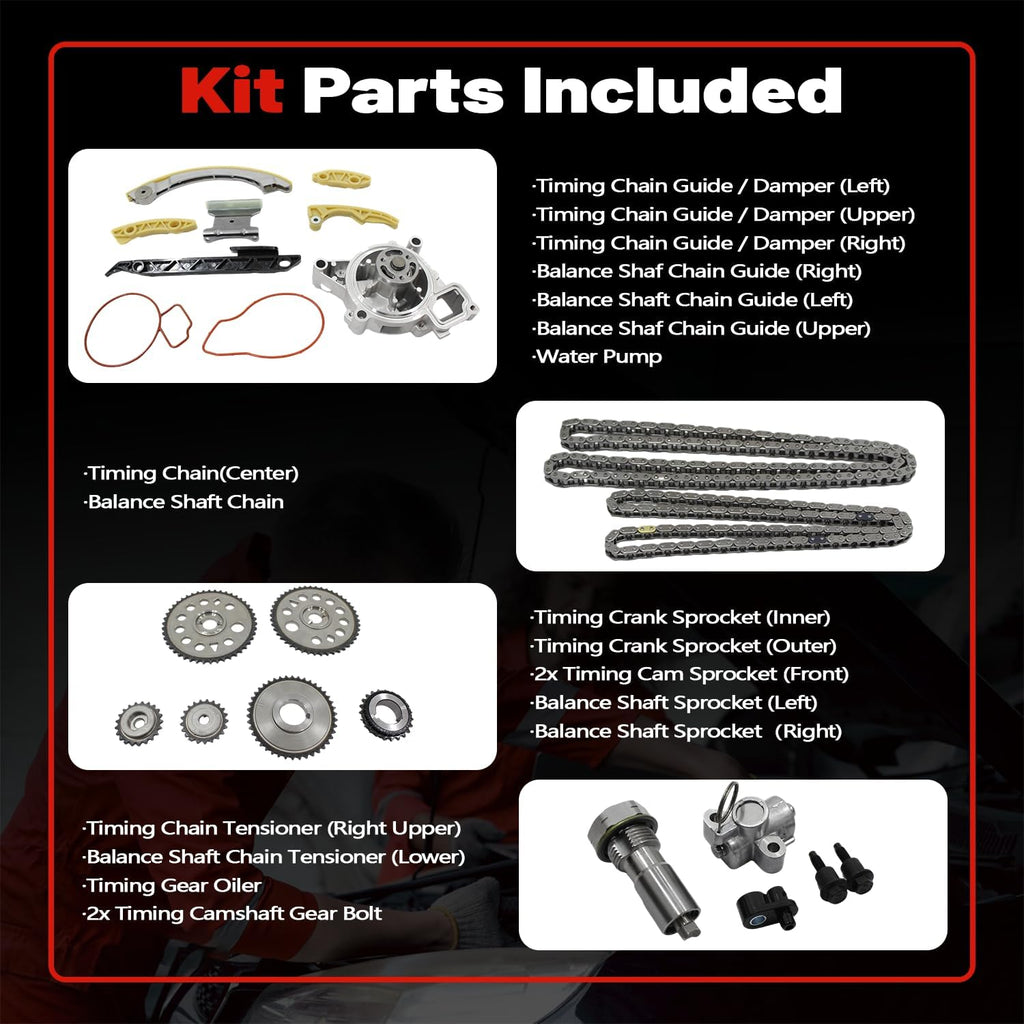 AUCERAMIC 9-4201SWP Timing Chain Kit with Water Pump for Chevy Oldsmobile