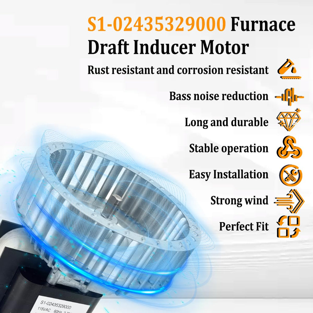 S1-02435329000 Furnace Draft Inducer Motor Compatible with Fasco 7002-2941,7002-3285, York 024-31957-000, 024-32085-000, Replace# S1-02432085000, S1-02431957000
