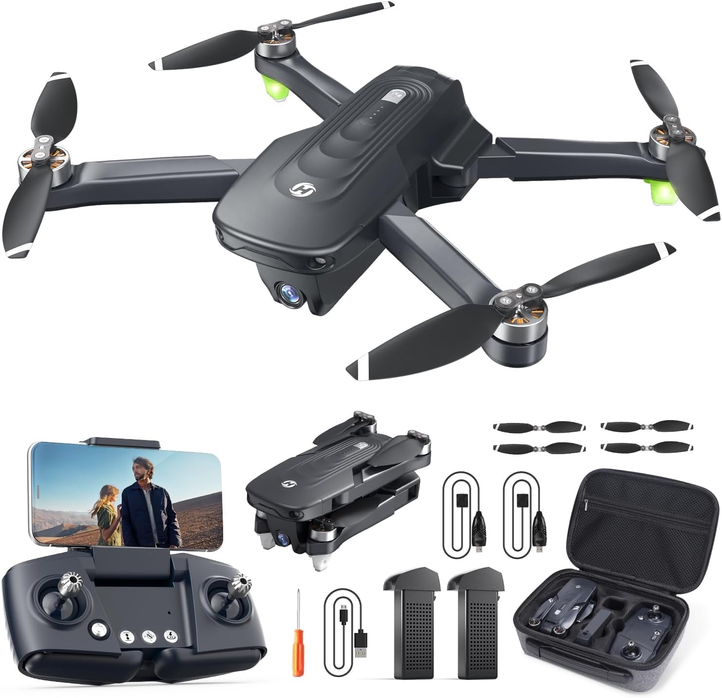 HS175D GPS Drone with 4K Camera for Adults, Under 249g, Foldable RC Quadcopter with Auto Return, 46 Mins Long Flight