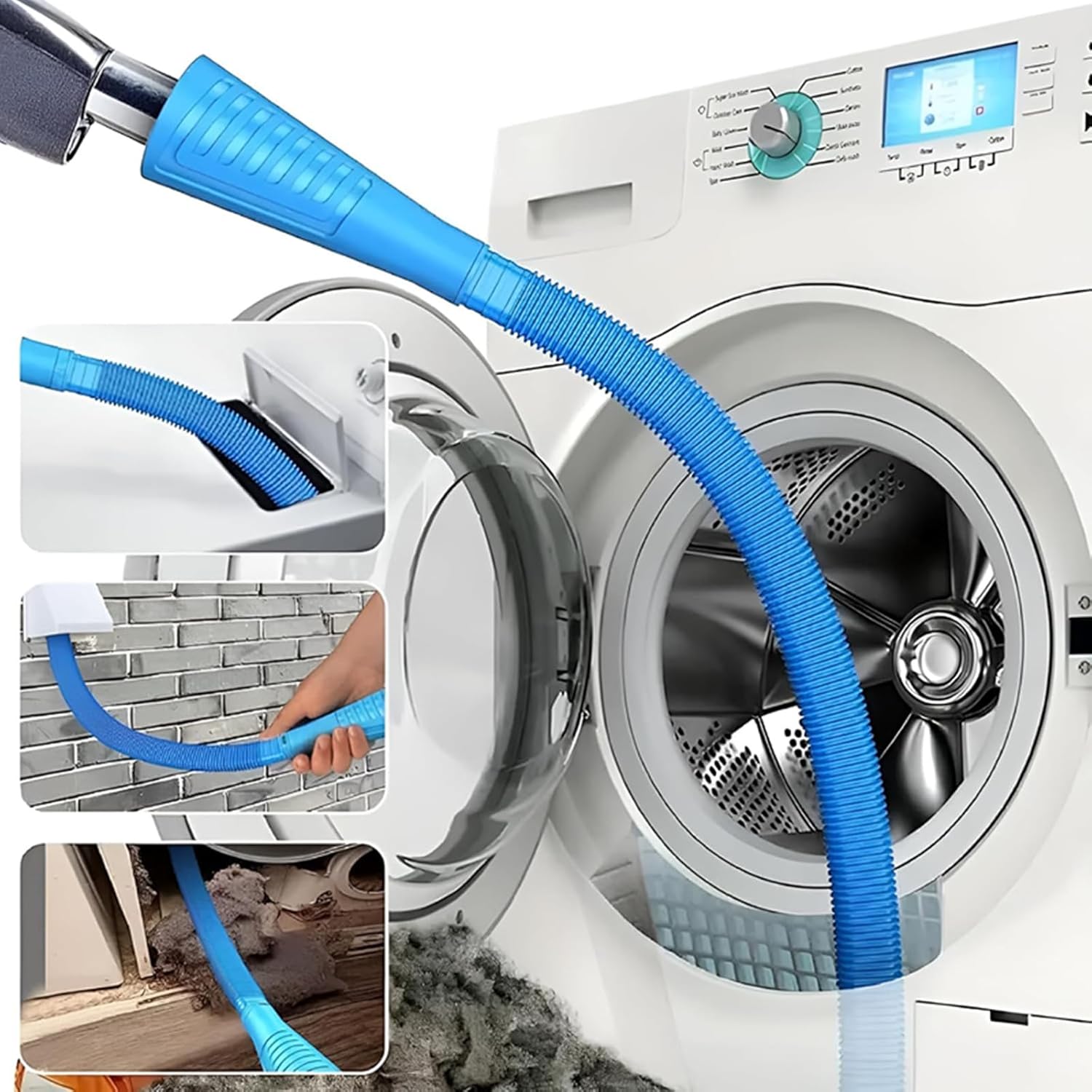 Universal Dryer Vent Cleaner Kit Compatible with Most Vacuum Cleaner Include Vacuum Hose Attachment Accessories Brush