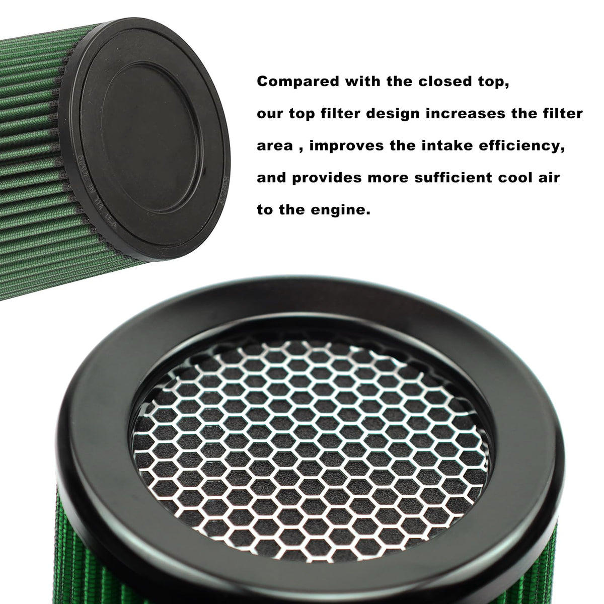 RYANSTAR RACING 3 Inch Cone Air Filter 76mm High Flow 270mm Tall Green