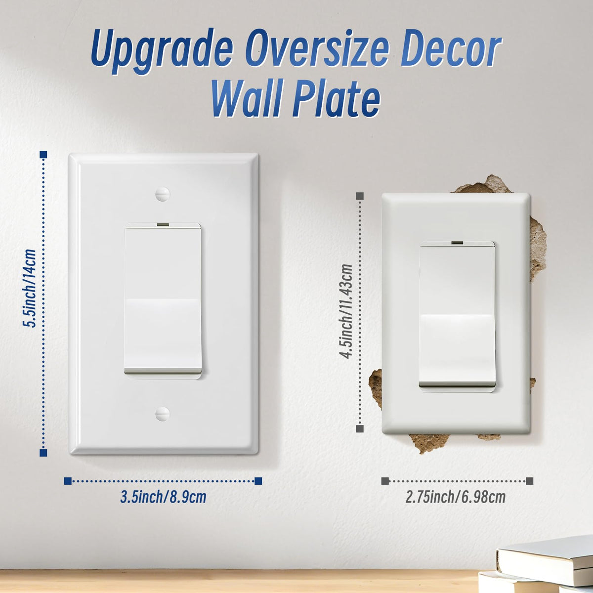 6 Pack Jumbo Decorator Wall Plate Covers 1-Gang Oversize Outlet Cover Plate