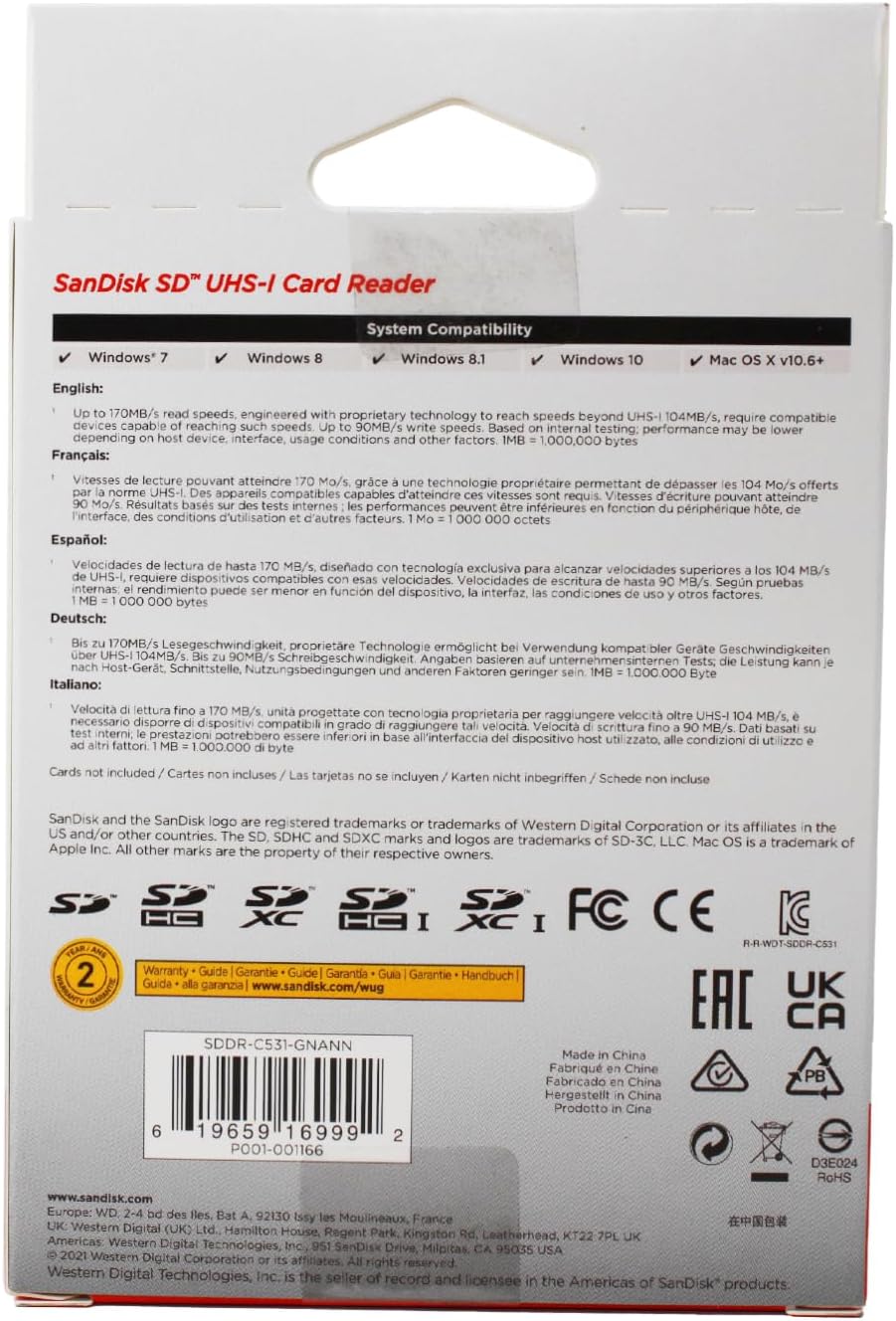 SD UHS-I Card Reader - SDDR-C531-GNANN