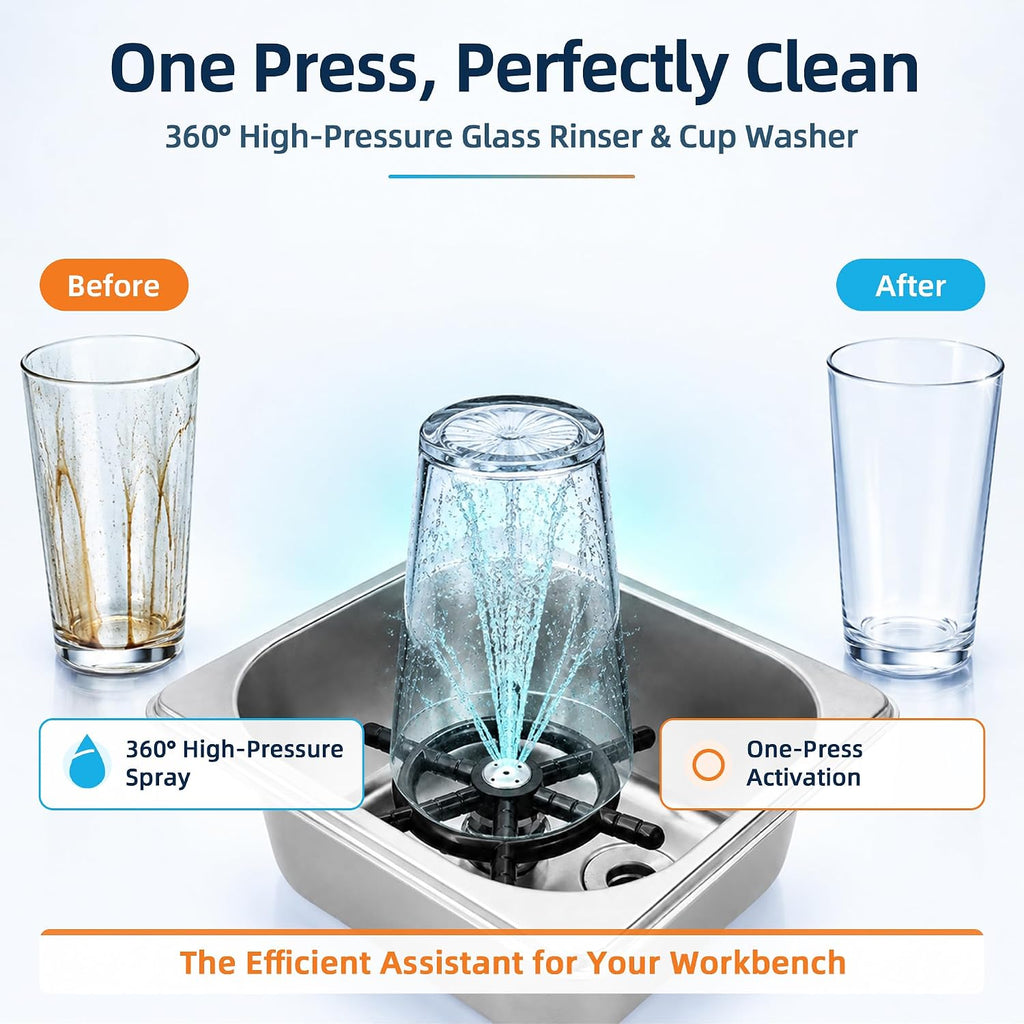 Pitcher Rinser & Glass Rinser for Kitchen Sink, 6.3" x 6.7" x 2.7"