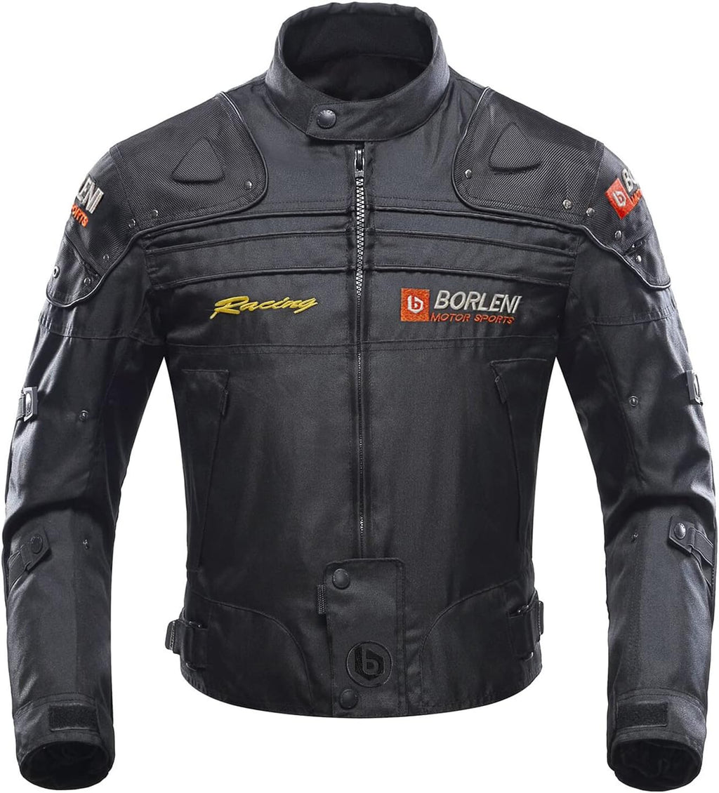 BORLEN Motorcycle Jacket for Men with Armor CE Certified Riding Jacket | Windproof Biker Riding Jacket with Full Body