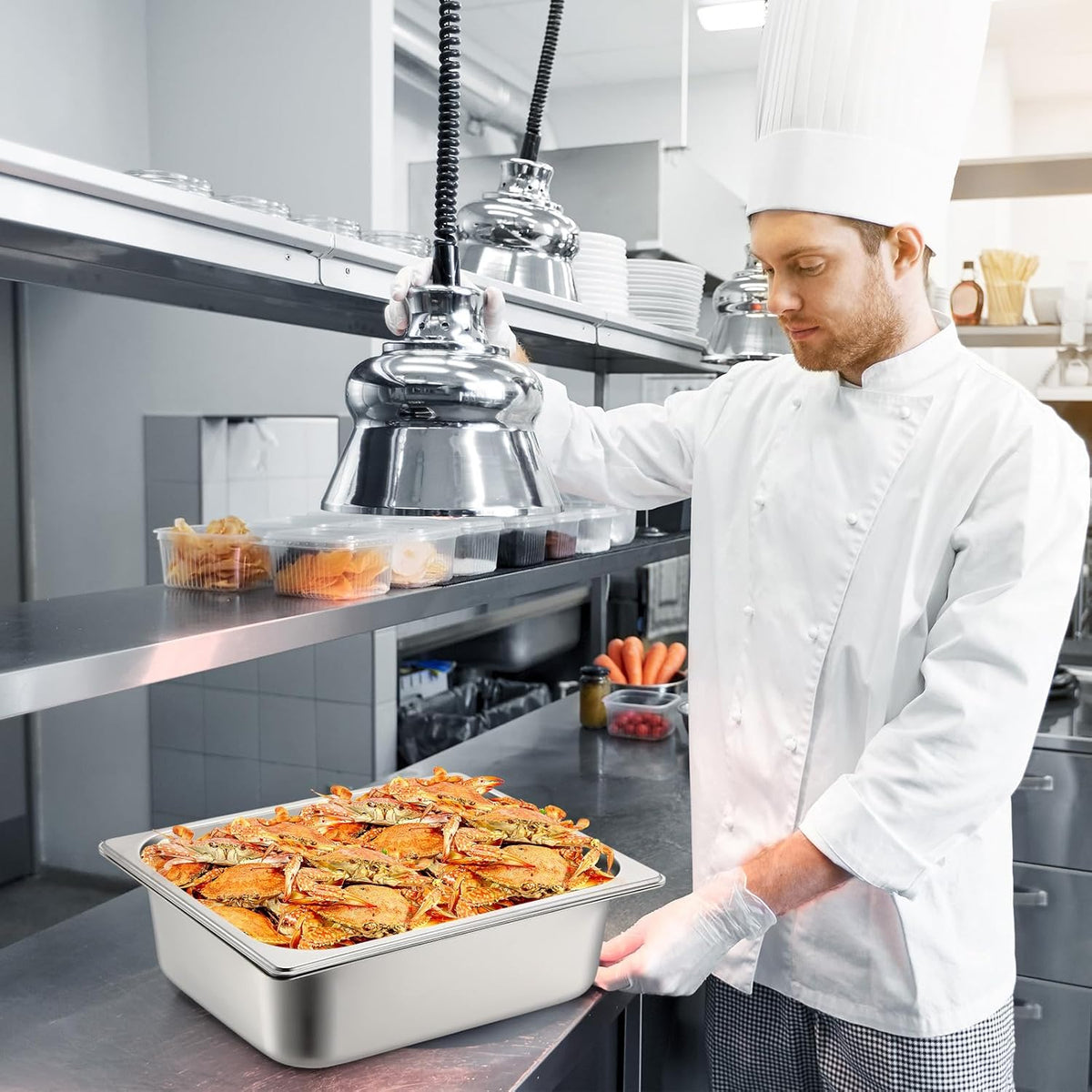 2 Pack Perforated Hotel Pans Set, Full Size, 2.5 Inches, 4 Inches