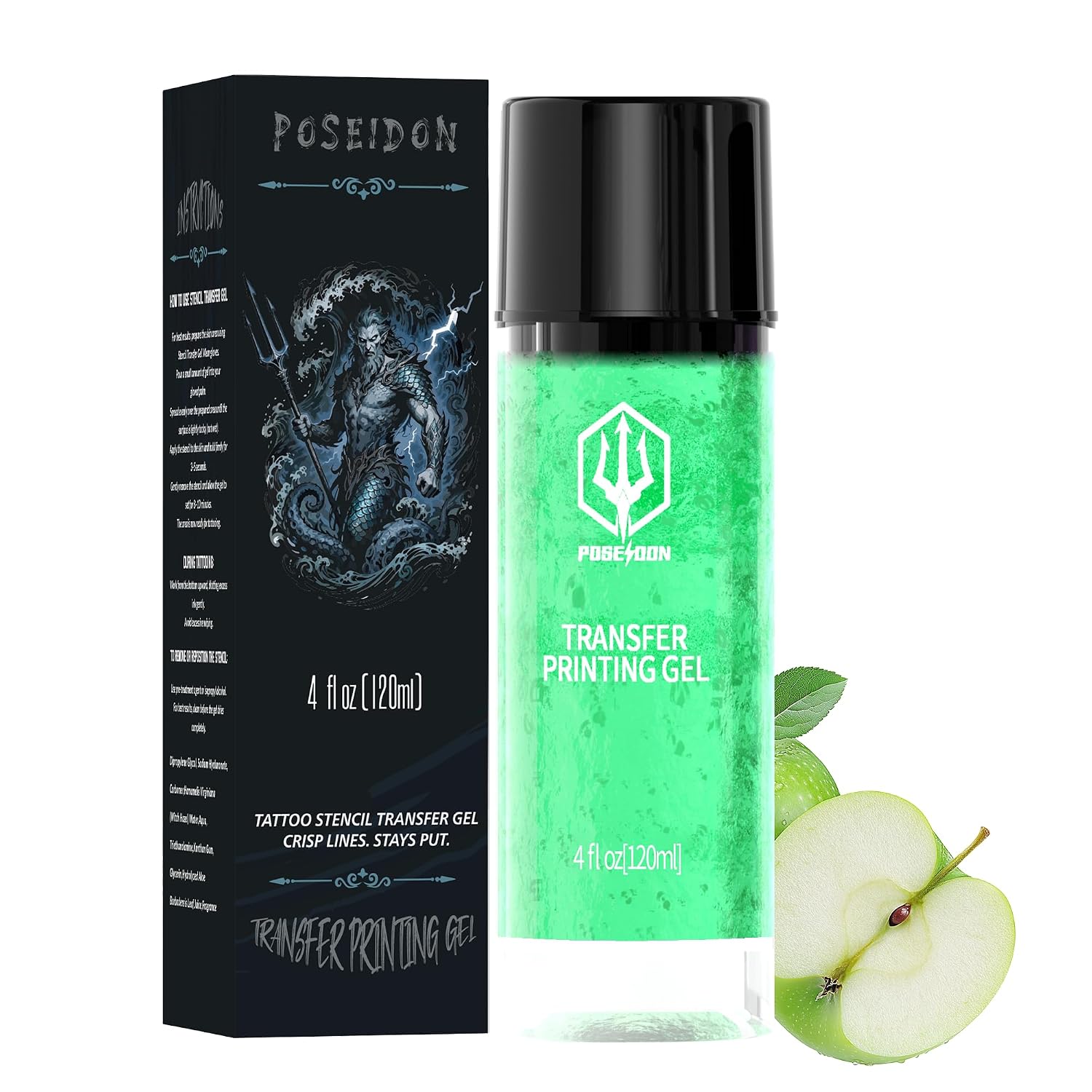 Tattoo Stencil Transfer Gel 4 Fl Oz, Long-Lasting Green Apple