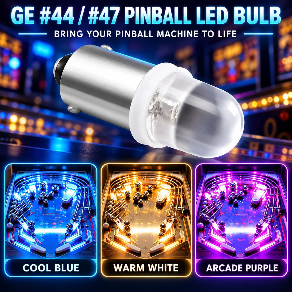 GE44 47 755 Bulb BA9S Pinball Led Bulbs,DC 6V/6.3V, Warm White