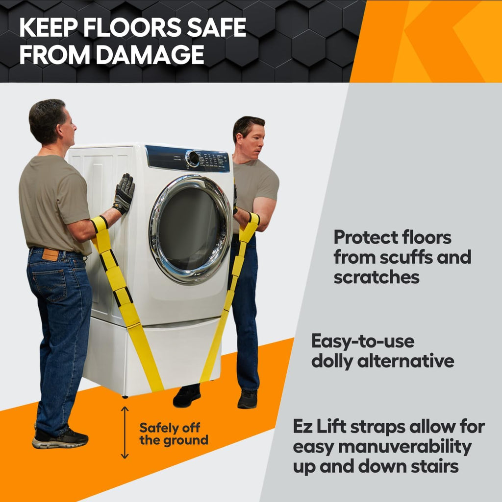 Two Person Adjustable Lifting and Moving Straps with 800 lbs WLL, Ergonomic Design, for Safe, Scratch-Free Moving