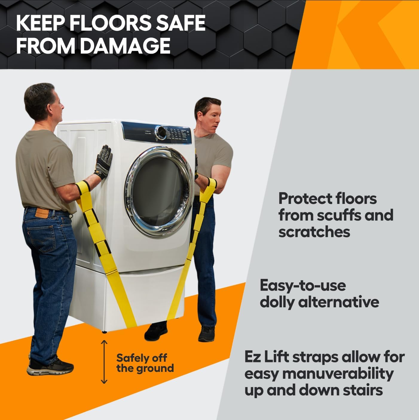 Two Person Adjustable Lifting and Moving Straps with 800 lbs WLL, Ergonomic Design, for Safe, Scratch-Free Moving