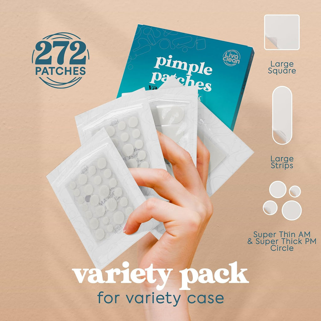 272 CT Large Pimple Patches for Face - 10 Sizes Variety Pack Zit Patches w/ Salicylic Acid, Tea Tree, Calendula Oil
