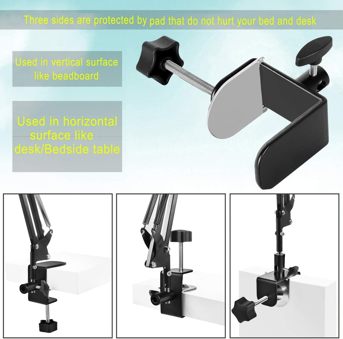 Tablet Stand for Bed,360 Degree Rotating Bed Tablet Mount Holder Stand with Aluminum Arm for iPad,iPhoneXS,N-Switch