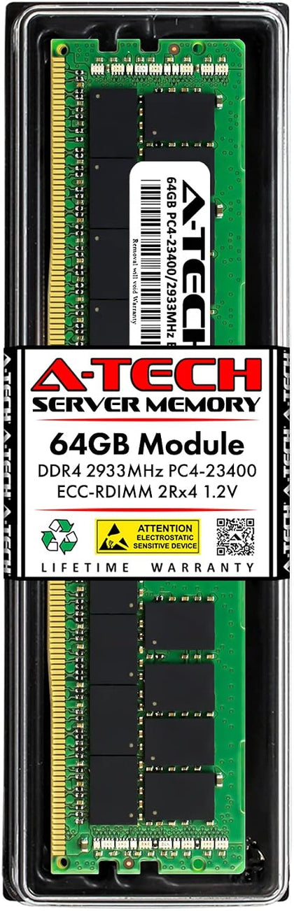 A-Tech 64GB Replacement for Samsung M393A8G40AB2-CVF - DDR4 2933MHz PC4-23400 ECC Registered RDIMM 288-Pin 2Rx4 1.2V - Single Server Memory RAM Stick (M393A8G40AB2-CVF-ATC)