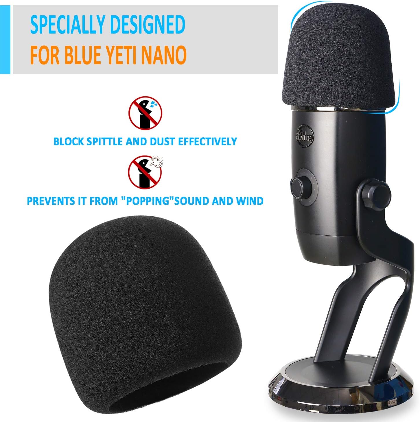 Blue Yeti X Shock Mount with Pop Filter, Alloy Shockmount with Foam Windscreen Reduces Vibration and Shock Noise