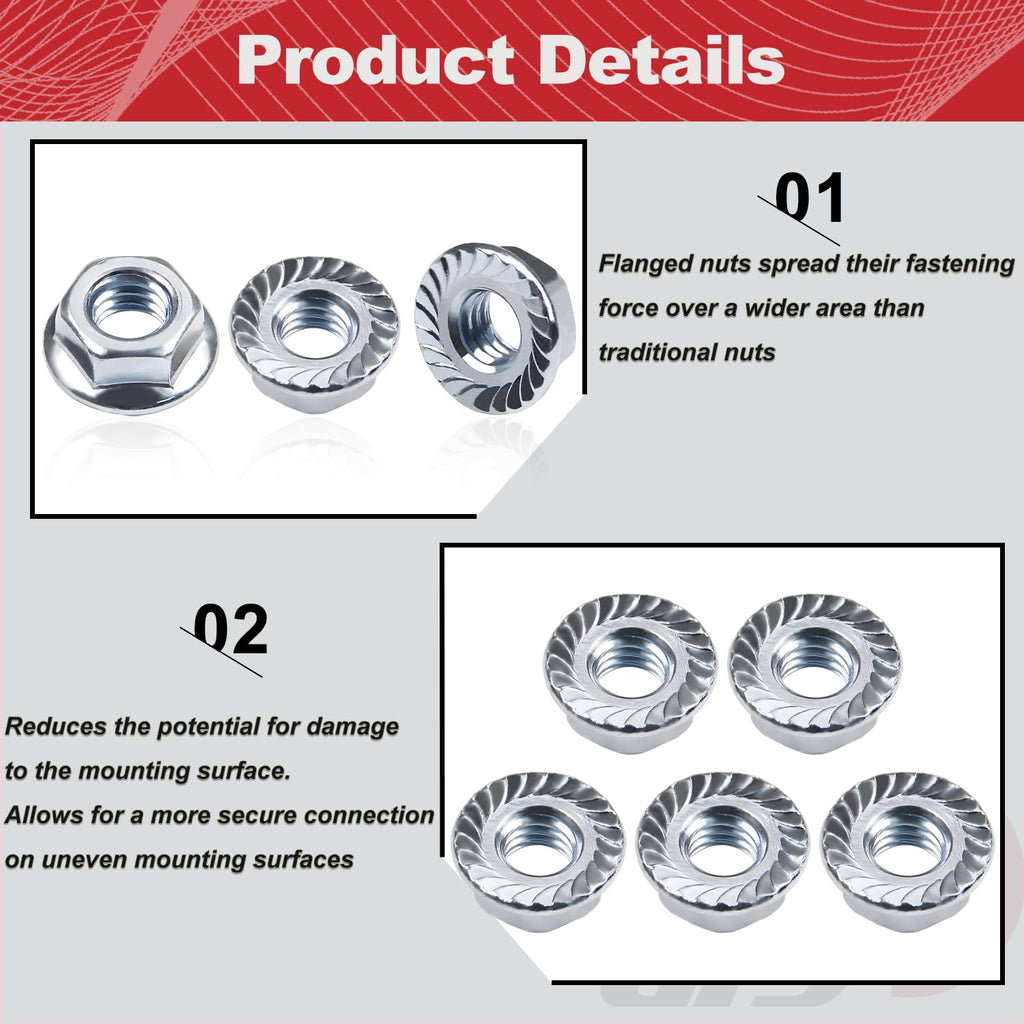 5/16-18 Serrated Flange Hex Nuts 50 Pack 5/16"-18 Hexagon Flange Nuts