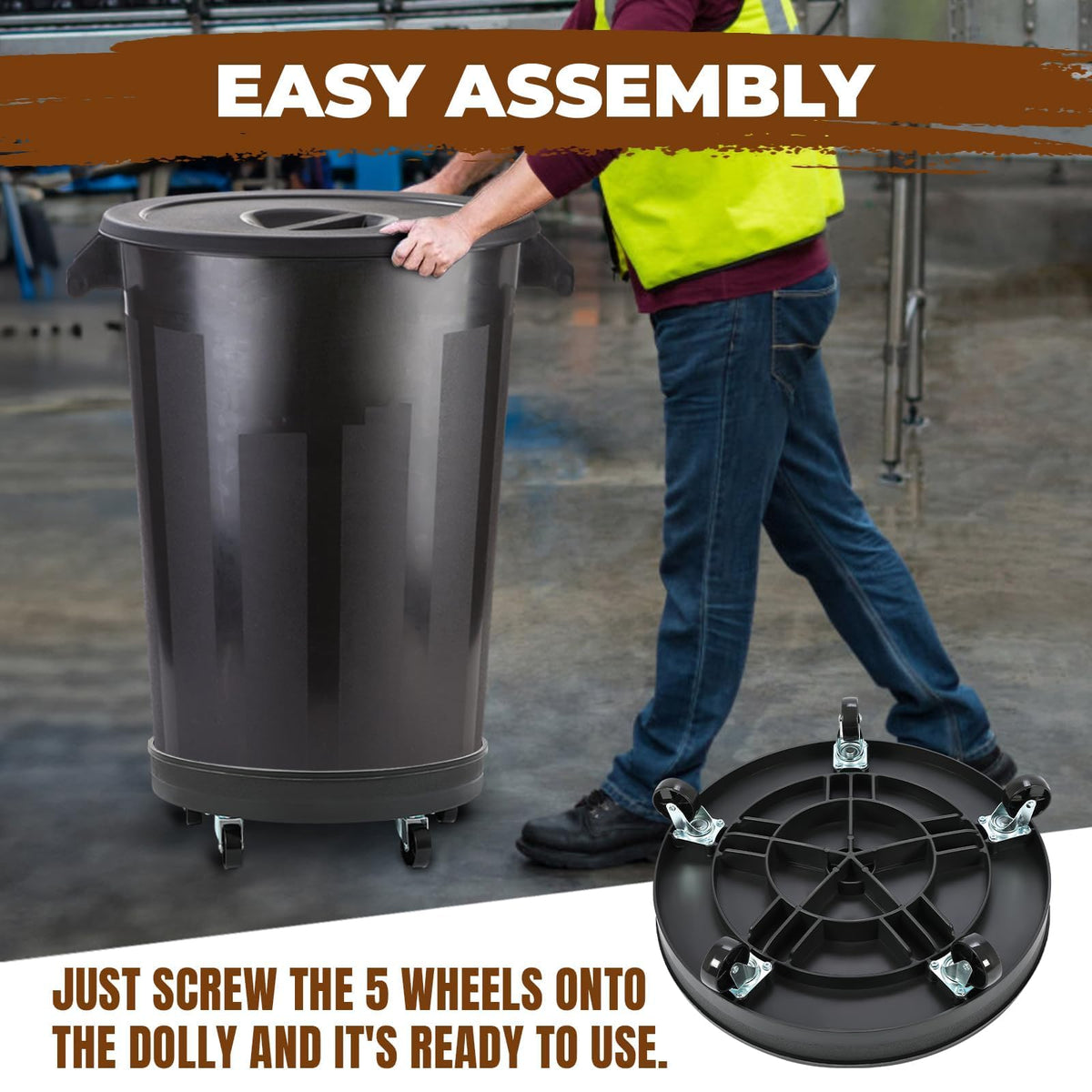 Universal Drum Dolly for 30 Gallon and 55 Gallon Round Container