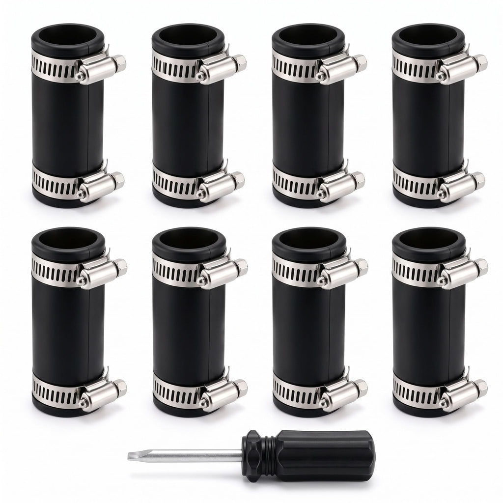 ElaraBerry 8 Pack 3/4" XL Flexible PVC Pipe Coupling with Clamp