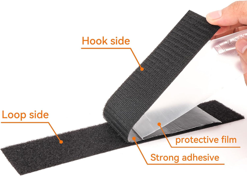 Hook and Loop Tape 20Ft x 1Inch Heavy Duty Double-Sided Adhesive Strips, Strong Sticky Back Fastener Roll, Cuttable
