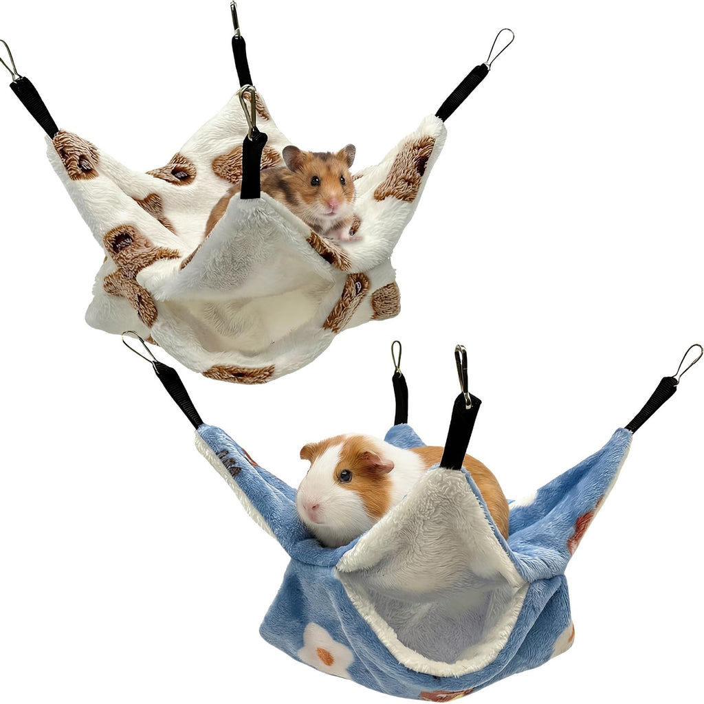 2 Pack Guinea Pig Hammock, Rat Hammock, Double Layer Bed