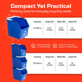 Blue Recycling Bin 6 Gallon Stackable Recycle Bin for Kitchen, Home, Garage, Office – Space Saving Small Recycling