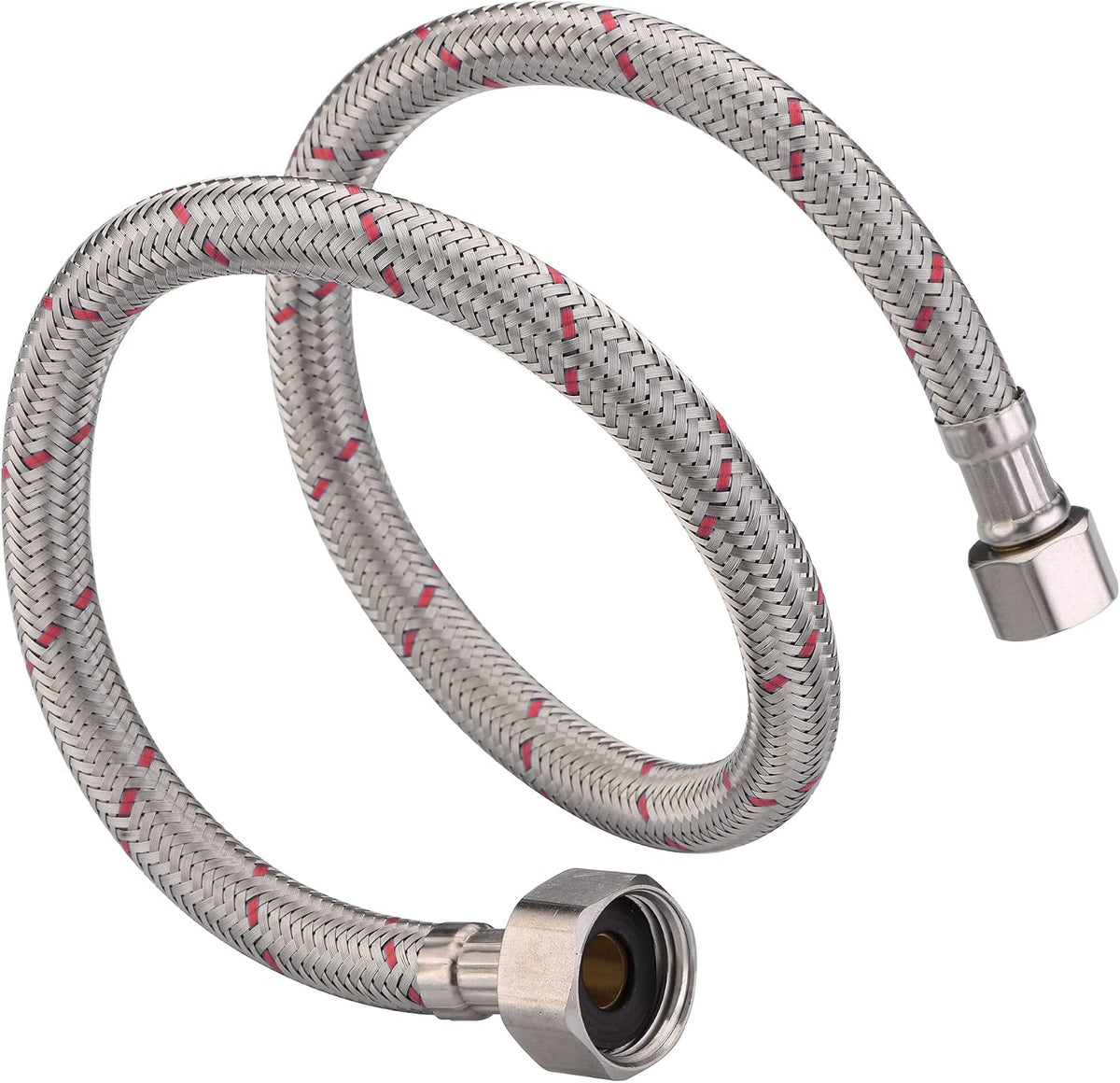 Braided Stainless Steel Faucet Supply Lines, 24 Inches | 1/2-inch FIP x 3/8-inch Compression, Faucet Connector